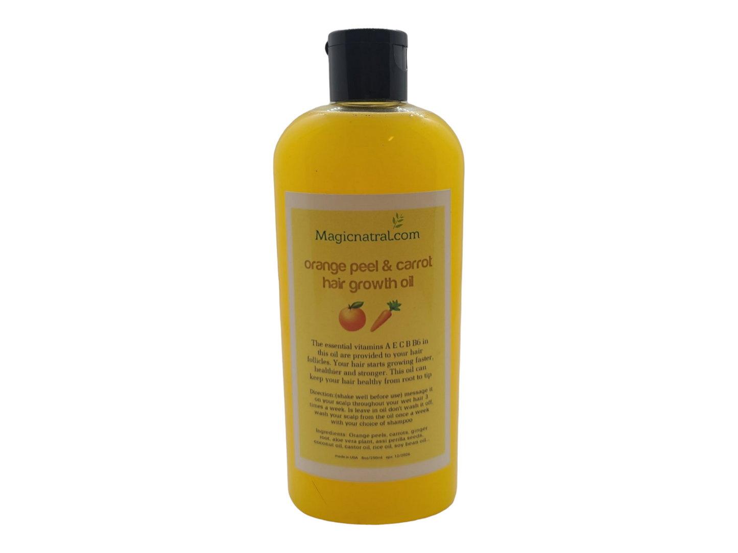 Orange peel & carrot hair growth oil (8oz,250ml) SHAKE WELL